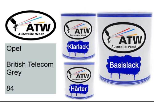 Opel, British Telecom Grey, 084: 1L Lackdose + 1L Klarlack + 500ml Härter - Set, von ATW Autoteile West.